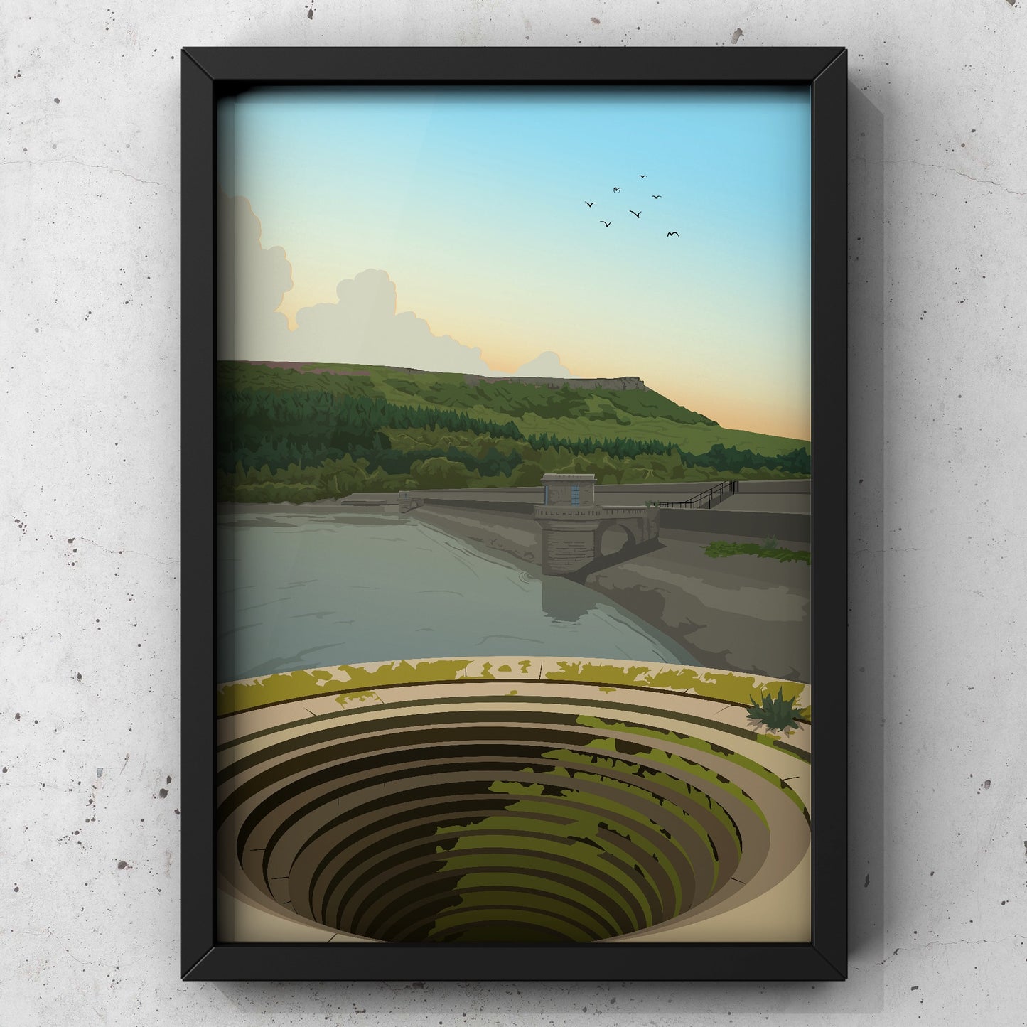 Ladybower Reservoir Print | Peak District Artwork | A5 A4 A3